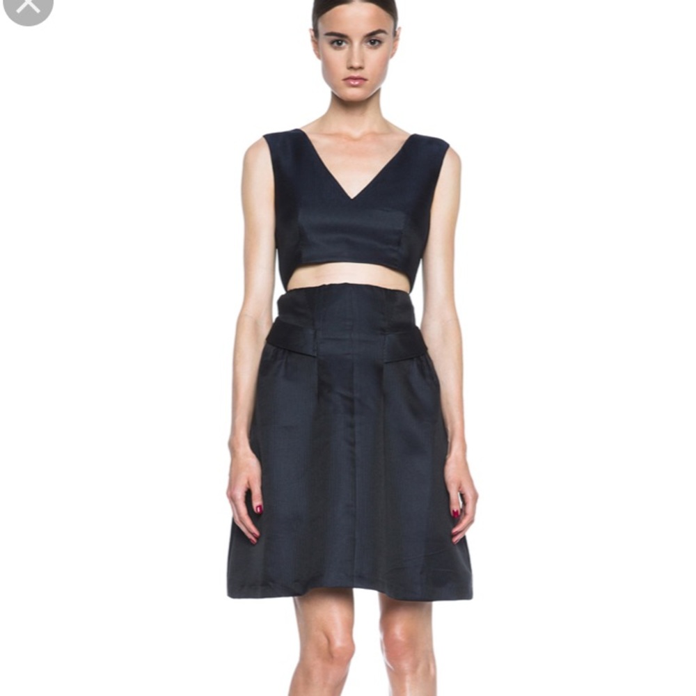 Thakoon Addition Cut Out Midriff Poly Dress 0 XS